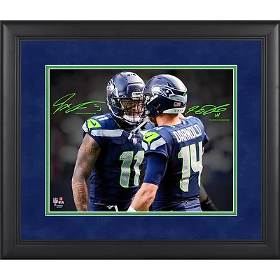 Sam Darnold & Jaxon Smith-Njigba Seattle Seahawks Facsimile Signature Framed 11" x 14" Spotlight Photograph