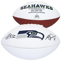 Sam Darnold & Kenneth Walker III Seattle Seahawks Autographed Franklin White Panel Football