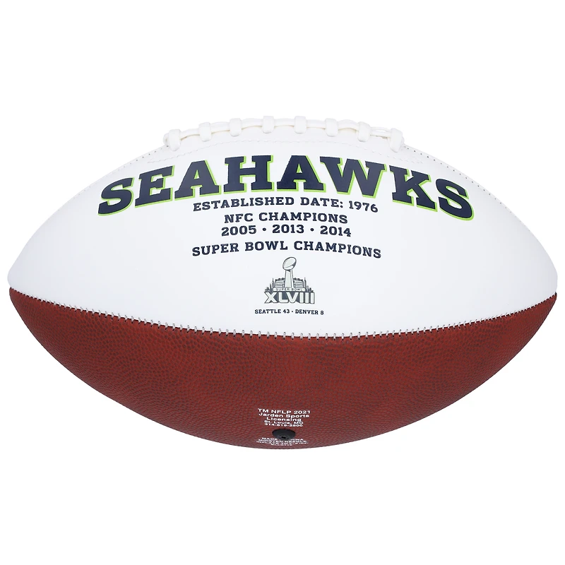 Sam Darnold & Kenneth Walker III Seattle Seahawks Autographed Franklin White Panel Football
