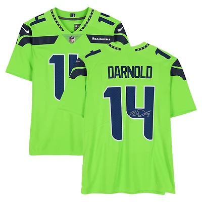 Maillot Nike vert fluo dédicacé par Sam Darnold des Seattle Seahawks
