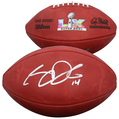 Ballon de football américain Wilson Duke, signé par Sam Darnold des Seahawks de Seattle, lors du Super Bowl LX.