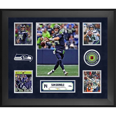 Sam Darnold Seattle Seahawks Framed 20" x 24" 5-Photo Collage with a Piece of Game-Used Football - Limited Edition of 500