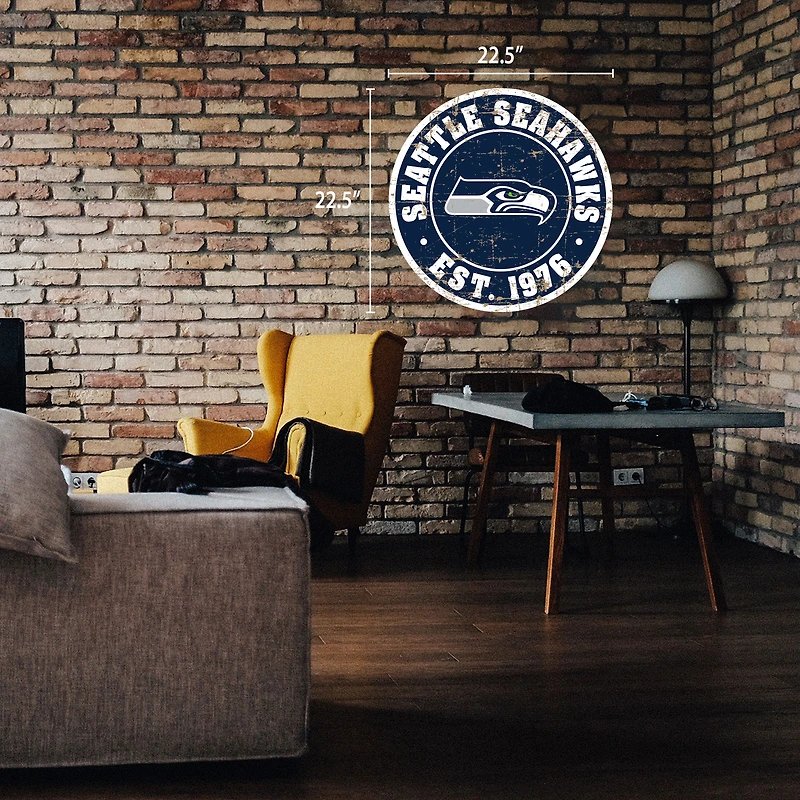 Enseigne murale à logo en détresse Seattle Seahawks de 22 po