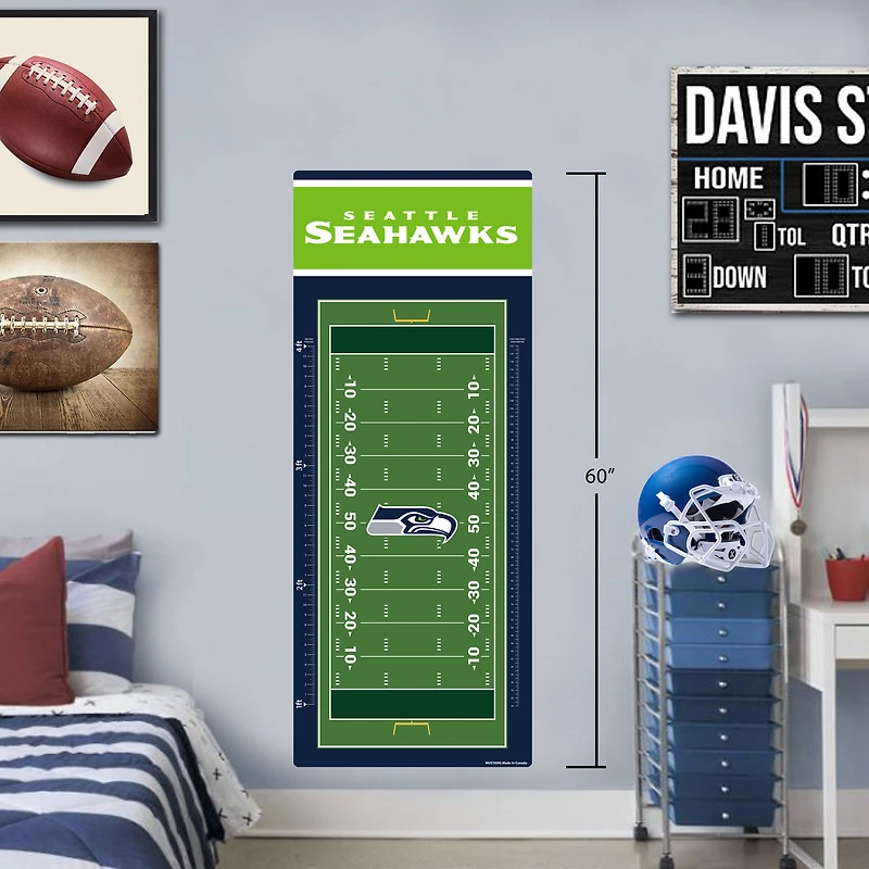 Seattle Seahawks - Tableau de croissance des décalcomanies repositionnables sur le terrain de 24'' x 60''