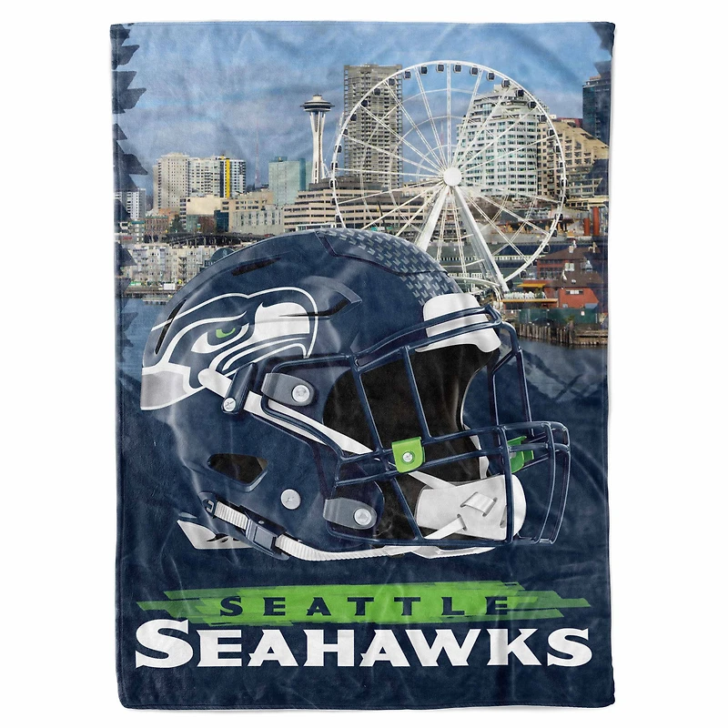 Couverture Seattle Seahawks 66 po x 90 po à motif de ville
