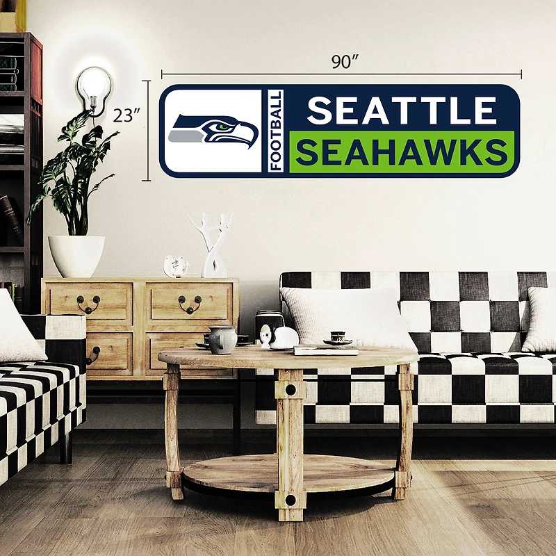 Seattle Seahawks 90'' x 23'' Logo de l'équipe mur repositionnable - décalcomanie