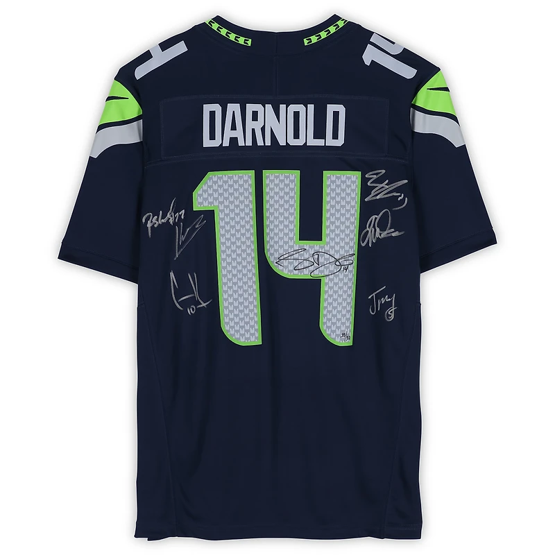 Maillot universitaire Nike bleu marine des Seattle Seahawks, champions du Super Bowl LX, autographié par au moins 7 joueurs - Édition limitée à 50 exemplaires