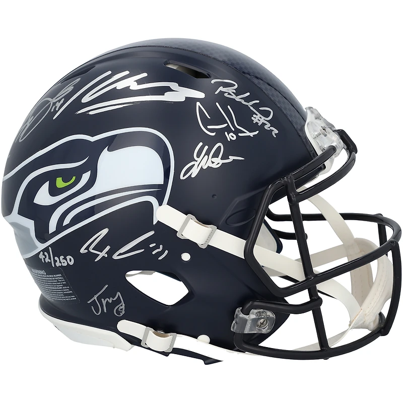 Casque Riddell Speed Authentic des Seattle Seahawks, champions du Super Bowl LX, autographié par au moins 7 joueurs - Édition limitée à 250 exemplaires