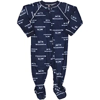 Seattle Seahawks Infant Piped Raglan Full Zip Coveral - College Navy