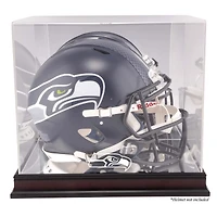 Vitrine de présentation du logo du casque des Seattle Seahawks en acajou avec dos miroir