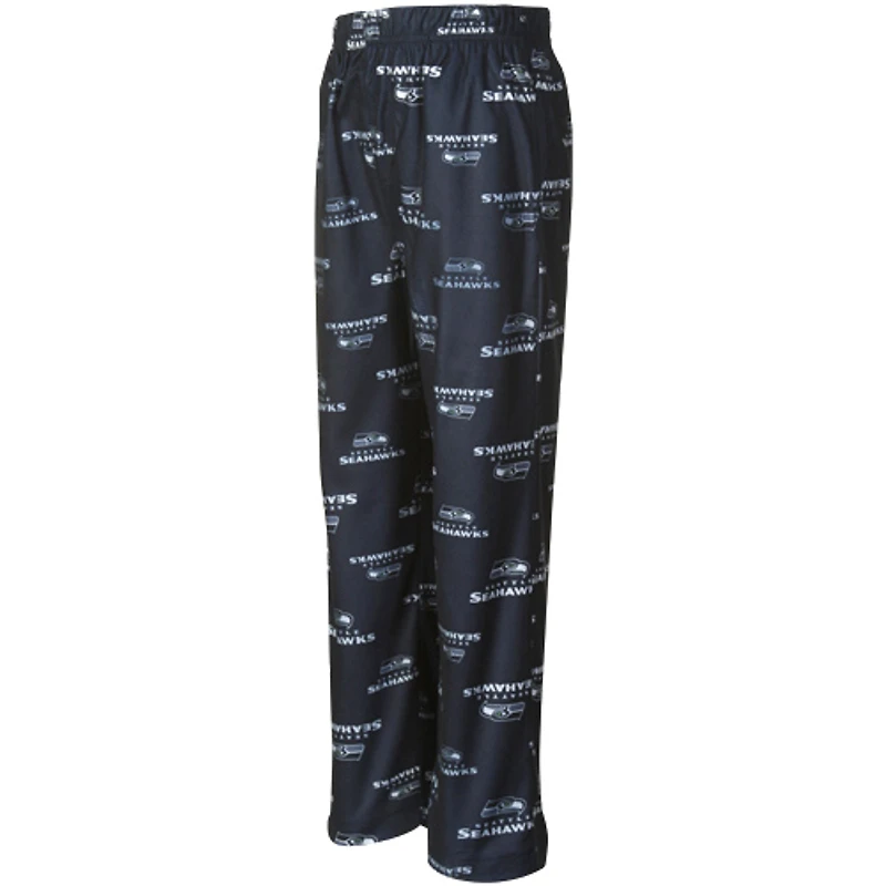 Pantalon de pyjama en flanelle bleu marine Seattle Seahawks pour enfants d'âge préscolaire, avec logo intégral.