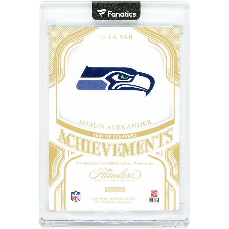 Shaun Alexander Seattle Seahawks Autographed 2025 Panini Flawless Holo Gold Achievements #FA-SAR #4/25 Card with "PS 37:4" Inscription