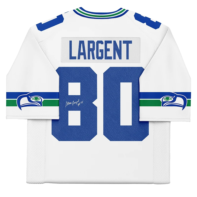 Steve Largent Seattle Seahawks Autographed 1985 Mitchell & Ness White Replica Jersey with "HOF '95" Inscription