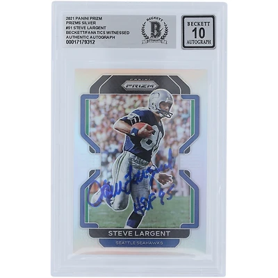Steve Largent Seattle Seahawks Autographed 2021 Panini Prizm Silver #51 Beckett Fanatics Witnessed Authenticated 10 Card with "HOF 95" Inscription