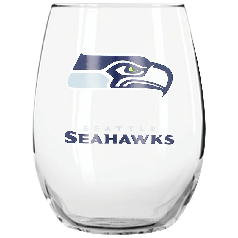 Verre à vin sans pied Seattle Seahawks de 15 oz avec bouchon pour bouteille de vin de The Memory Company