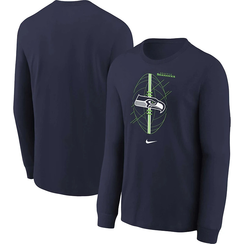 T-shirt à manches longues Nike College Navy Seattle Seahawks Icon pour tout-petit
