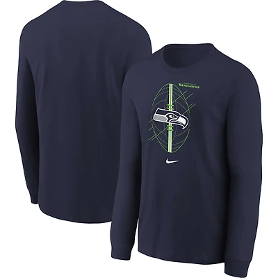 T-shirt à manches longues Nike College Navy Seattle Seahawks Icon pour tout-petit