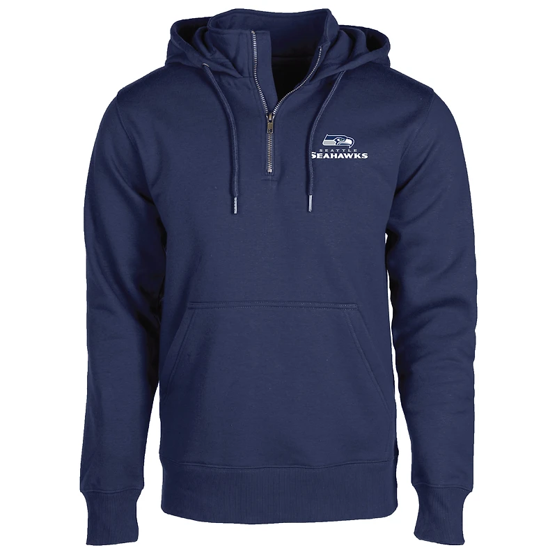 Sweat à capuche unisexe fermeture éclair quart de tour Defender des Seattle Seahawks Dunbrooke College bleu marine