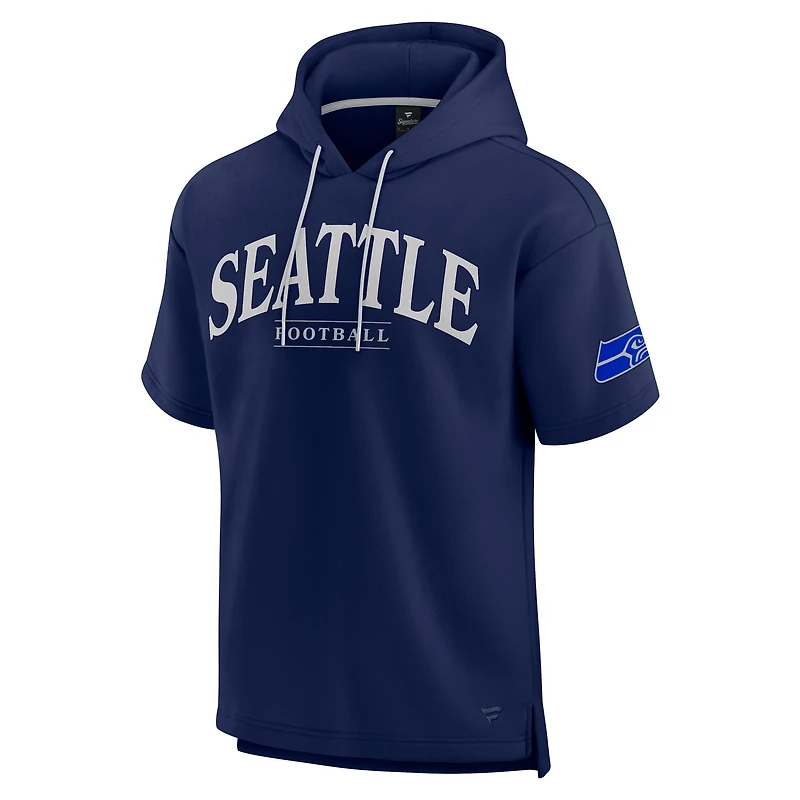 Unisex Fanatics College Navy Seattle Seahawks Elements Ready Short Sleeve Pullover Hoodie