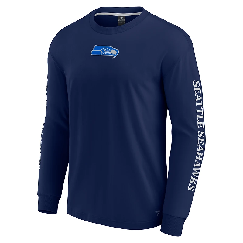 T-shirt unisexe à manches longues Fanatics College Navy des Seattle Seahawks Elements Strive