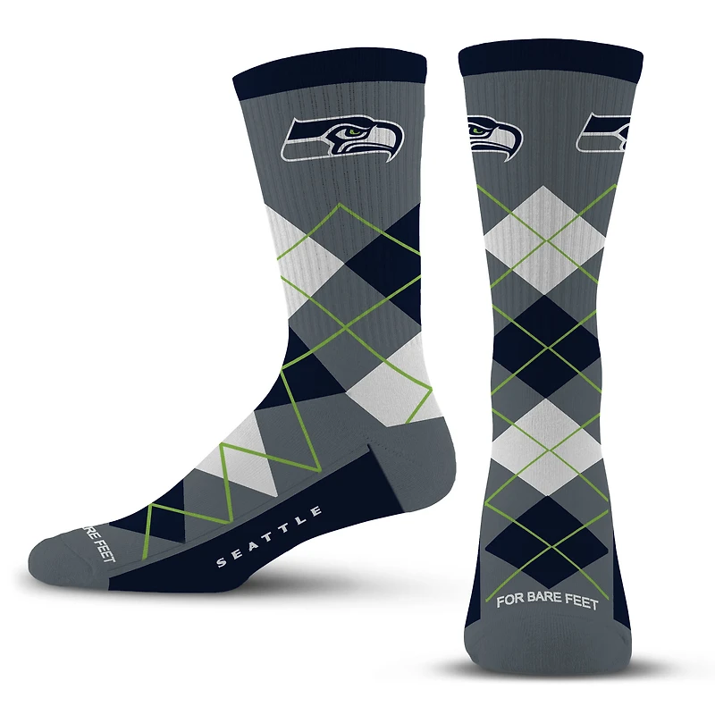 Unisex For Bare Feet Seattle Seahawks Argyle Fyre Crew Socks