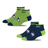 Unisex For Bare Feet  Seattle Seahawks Front and Center 2-Pack Ankle Socks Set