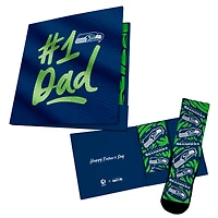 Chaussettes unisexes Rock Em Socks, modèle universitaire bleu marine Seattle Seahawks, avec carte cadeau pour papa n°1