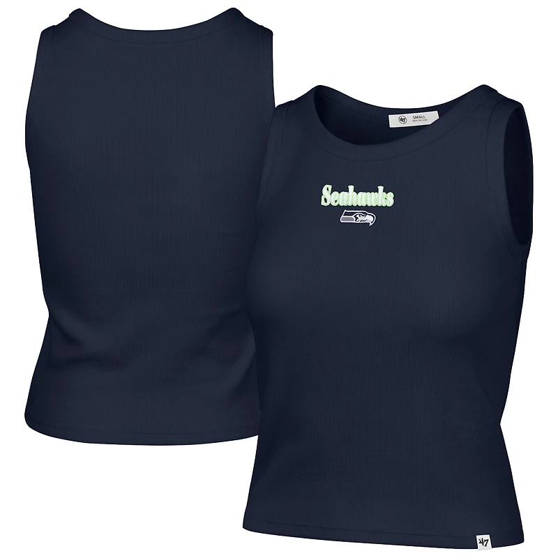Débardeur court côtelé à coupe droite pour femme, modèle 47 College Navy Seattle Seahawks