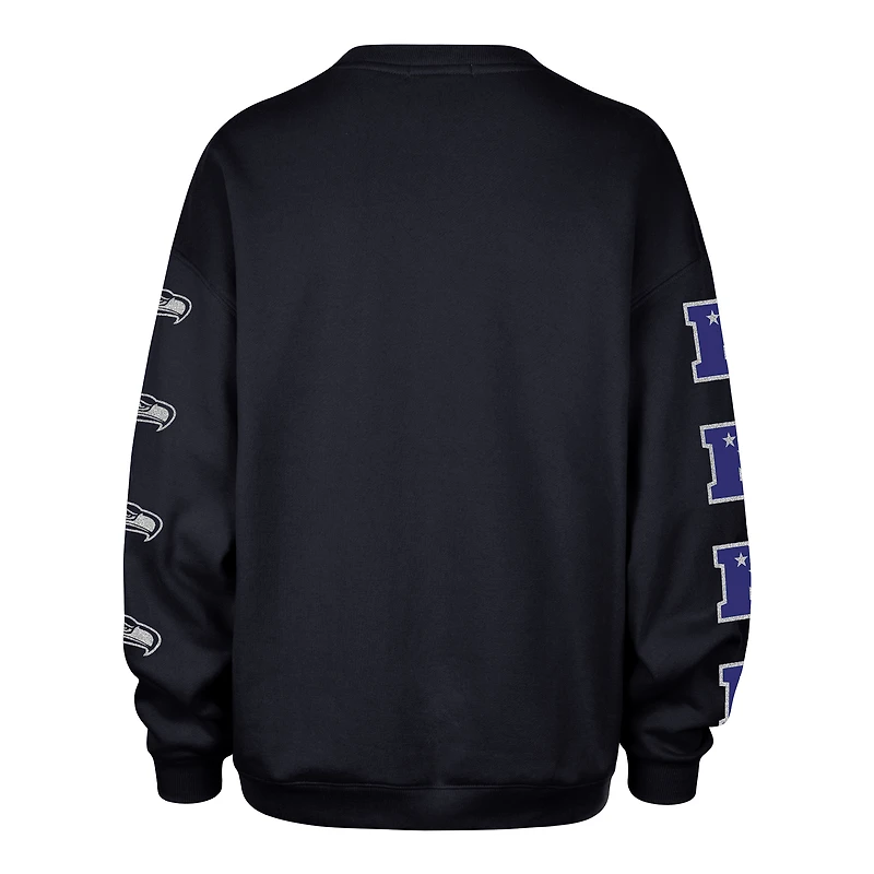 Women's '47  College Navy Seattle Seahawks Go Big Oversized Pullover Sweatshirt
