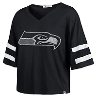 T-shirt court à col en V « 47 College Navy » pour femme des Seattle Seahawks Premier Scout