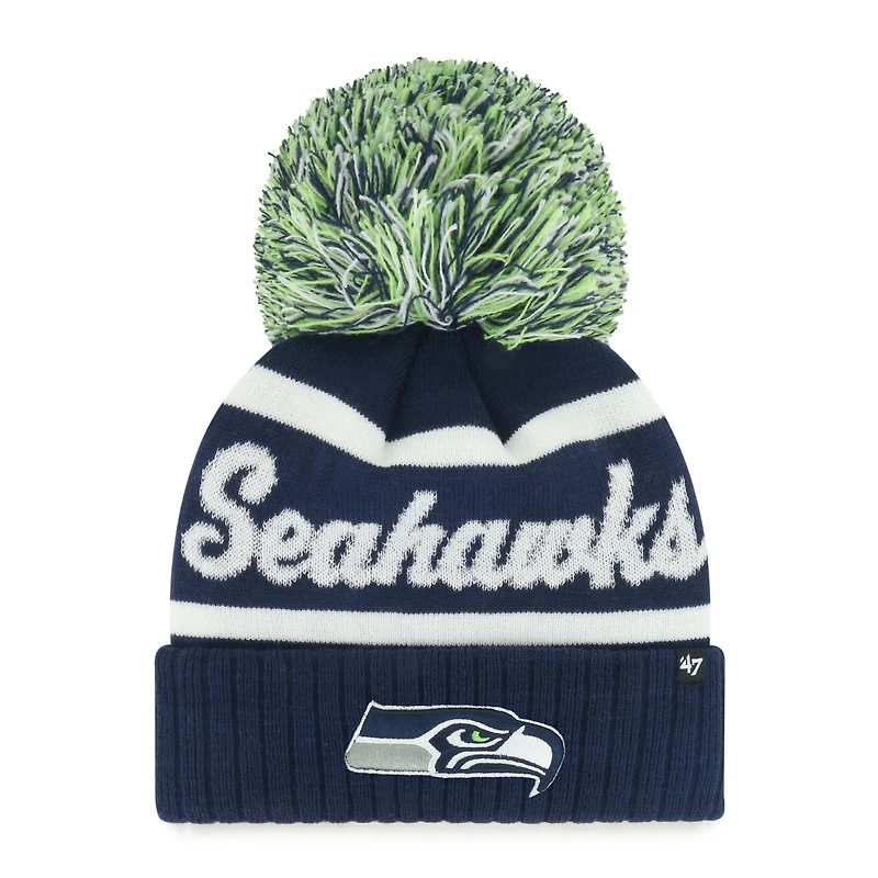 Bonnet en tricot à revers et pompon pour femme '47 College Navy Seattle Seahawks