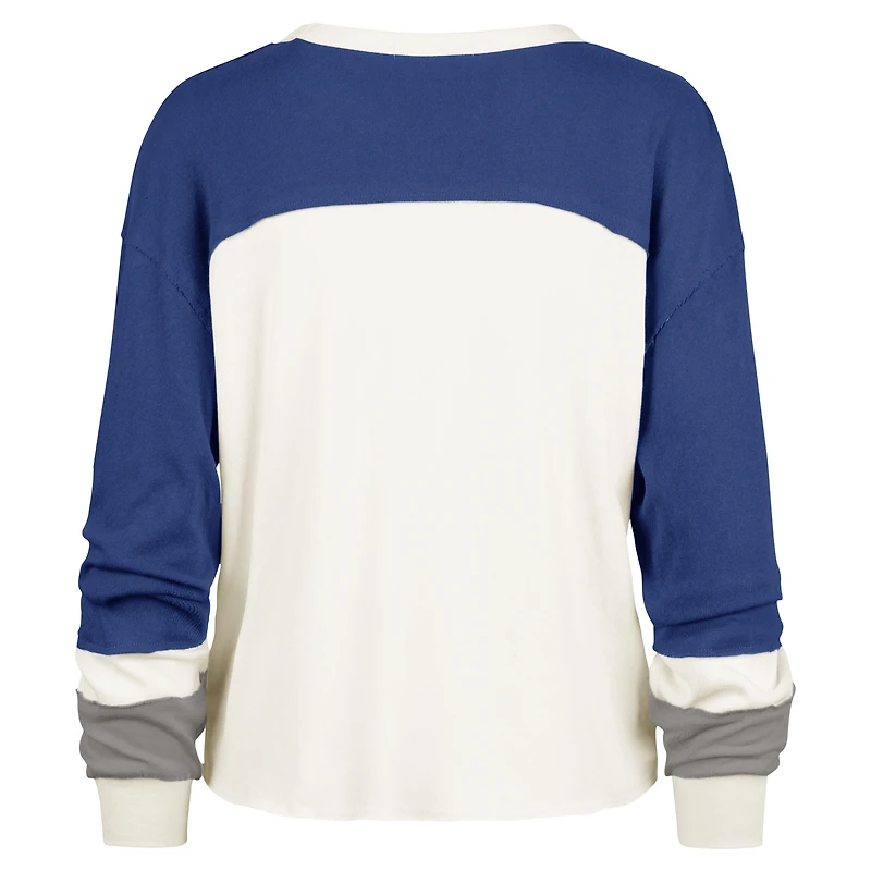Haut court à manches longues raglan Double Header Curve '47 Cream pour femme des Seattle Seahawks