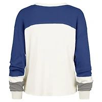 Haut court à manches longues raglan Double Header Curve '47 Cream pour femme des Seattle Seahawks
