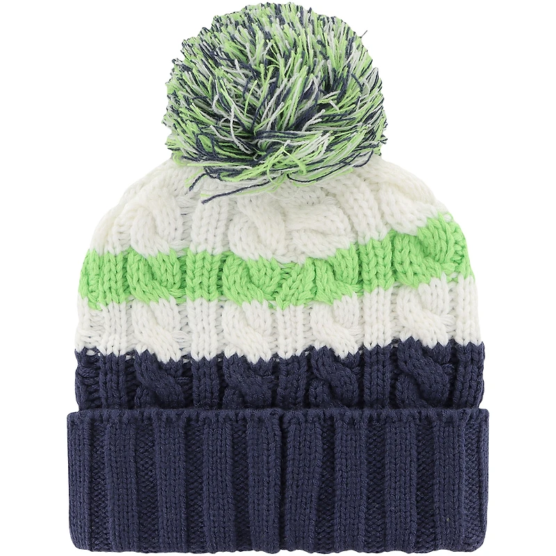 Bonnet en tricot à revers Ashfield '47 blanc pour femmes des Seahawks de Seattle avec pompon