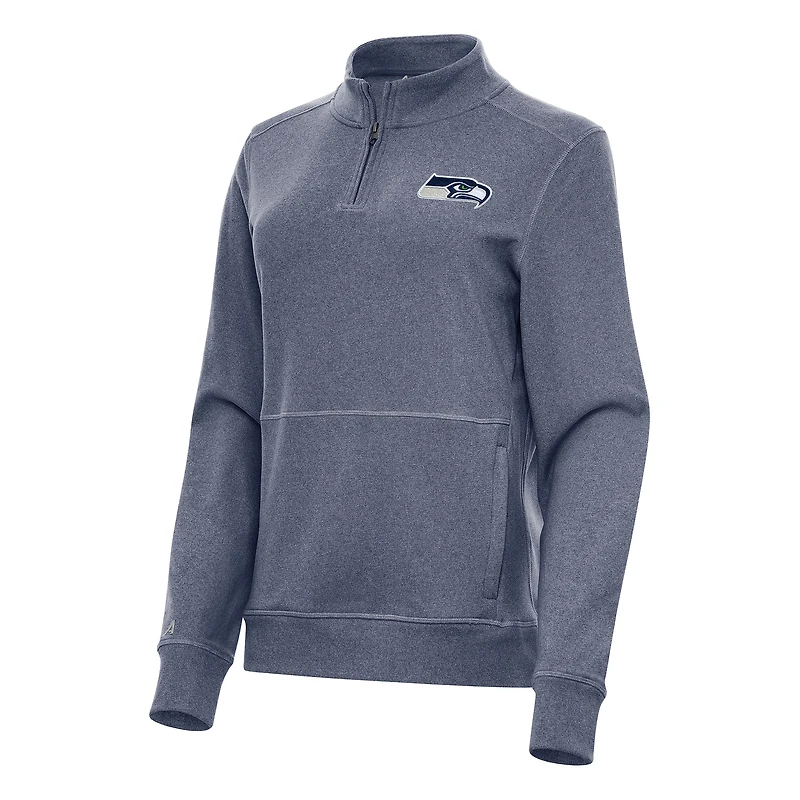 Veste zippée quart de tour Antigua Heather College Navy pour femme des Seattle Seahawks