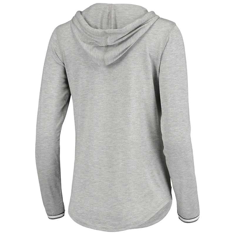 Women's Antigua Heathered Gray Seattle Seahawks Warm-Up Tri-Blend Hoodie Long Sleeve V-Neck T-Shirt