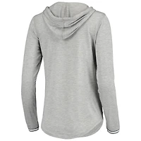 Women's Antigua Heathered Gray Seattle Seahawks Warm-Up Tri-Blend Hoodie Long Sleeve V-Neck T-Shirt