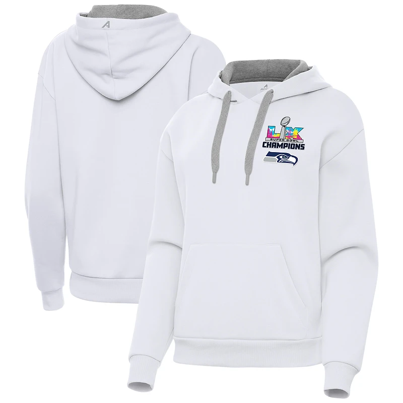 Women's Antigua White Seattle Seahawks Super Bowl LX Champions Victory Hoodie