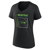 Women's Black Seattle Seahawks Home Field Pop Personalized Name & Number V-Neck T-Shirt