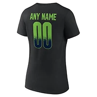 T-shirt noir à col en V pour femme Seattle Seahawks Home Field Pop personnalisé avec nom et numéro