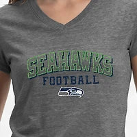 T-shirt à col en V Champion gris Seattle Seahawks Triumph Tri-Blend pour femme