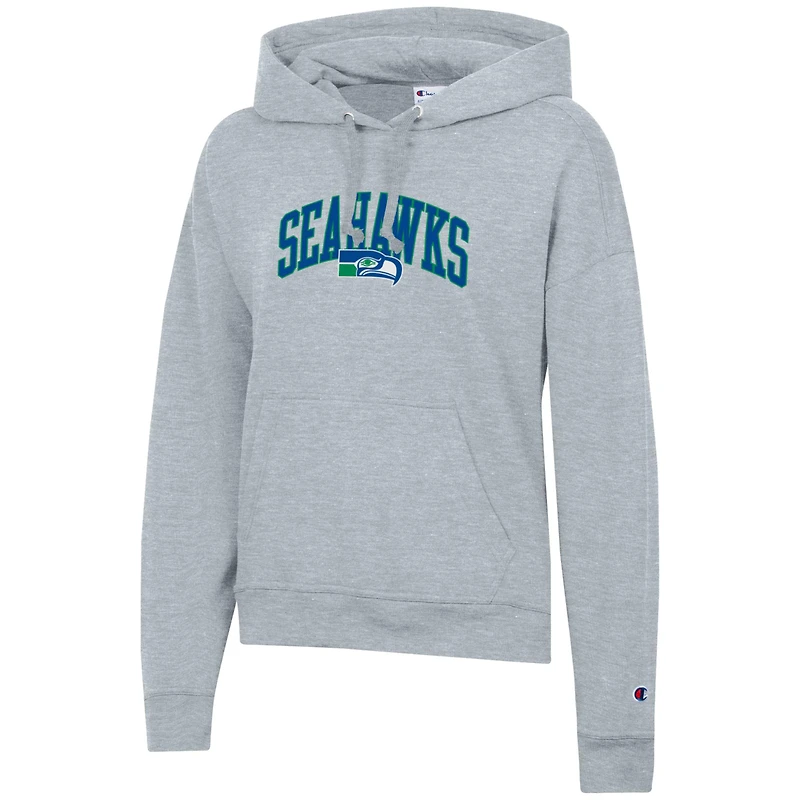 Sweat à capuche Powerblend gris chiné Champion pour femme des Seattle Seahawks