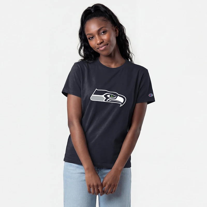 Women's Champion Navy Seattle Seahawks Logo T-Shirt