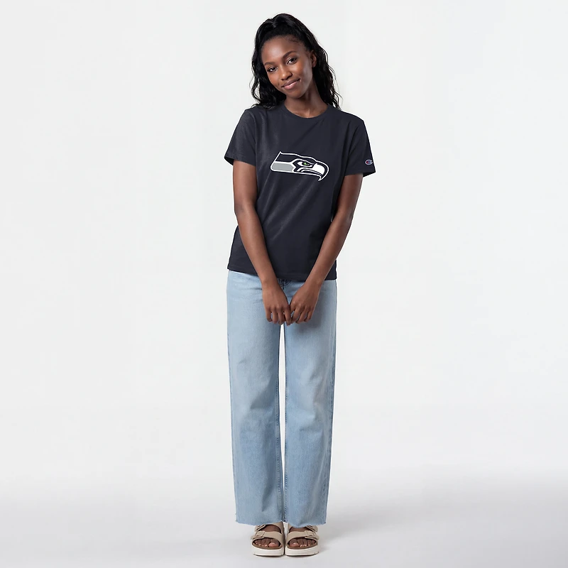 Women's Champion Navy Seattle Seahawks Logo T-Shirt