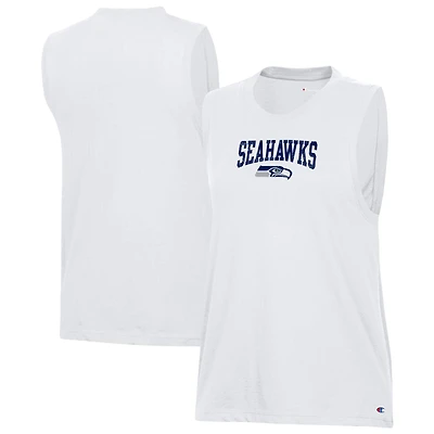 Women's Champion  White Seattle Seahawks Muscle Tank Top