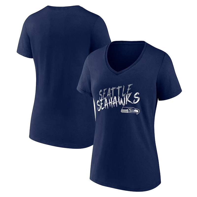 Women's College Navy Seattle Seahawks Hustle V-Neck T-Shirt