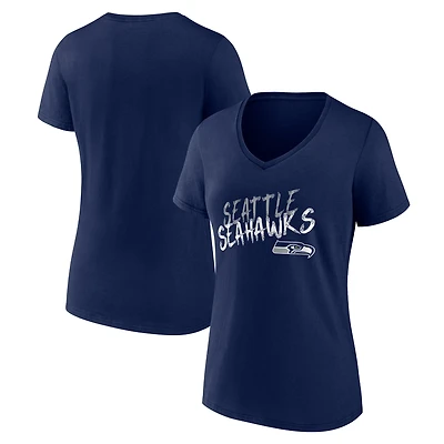 Women's College Navy Seattle Seahawks Hustle V-Neck T-Shirt