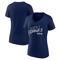 Women's College Navy Seattle Seahawks Hustle V-Neck T-Shirt