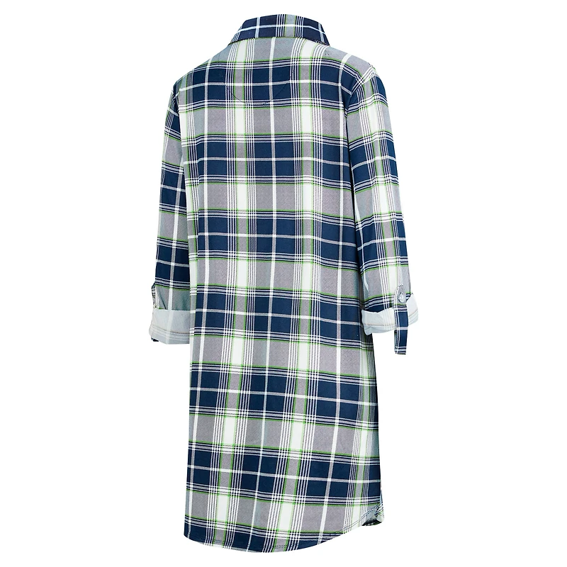 Chemise de nuit en tricot à carreaux Ashford pour femme Concepts Sport College Navy Seattle Seahawks
