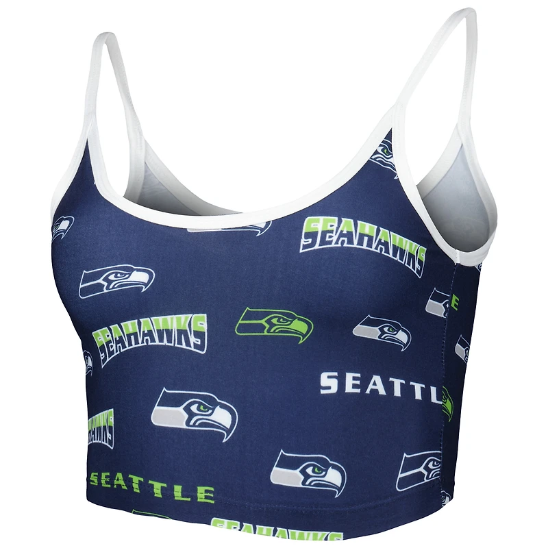 Concepts Sport College Navy Seattle Seahawks Breakthrough Allover Knit Lounge Bralette